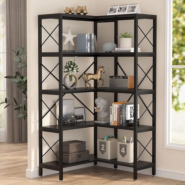 5 Shelf Corner Bookshelf Large Industrial Corner Bookcase Corner Shelf On Sale Bed Bath Beyond 34862856