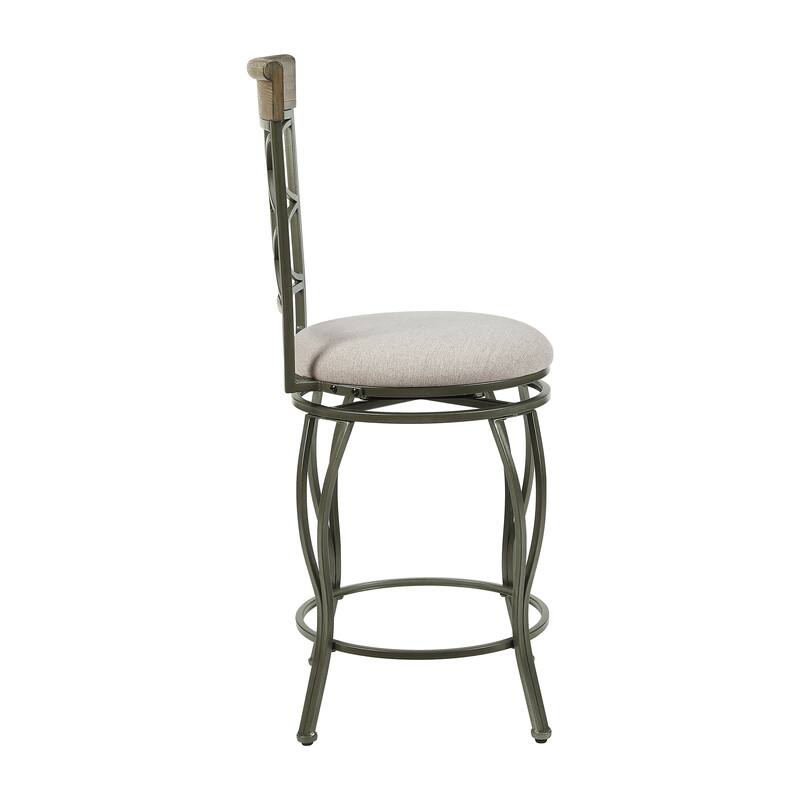 Linon Winding Trails Metal/Wood 25-Inch Swivel Counter Stool