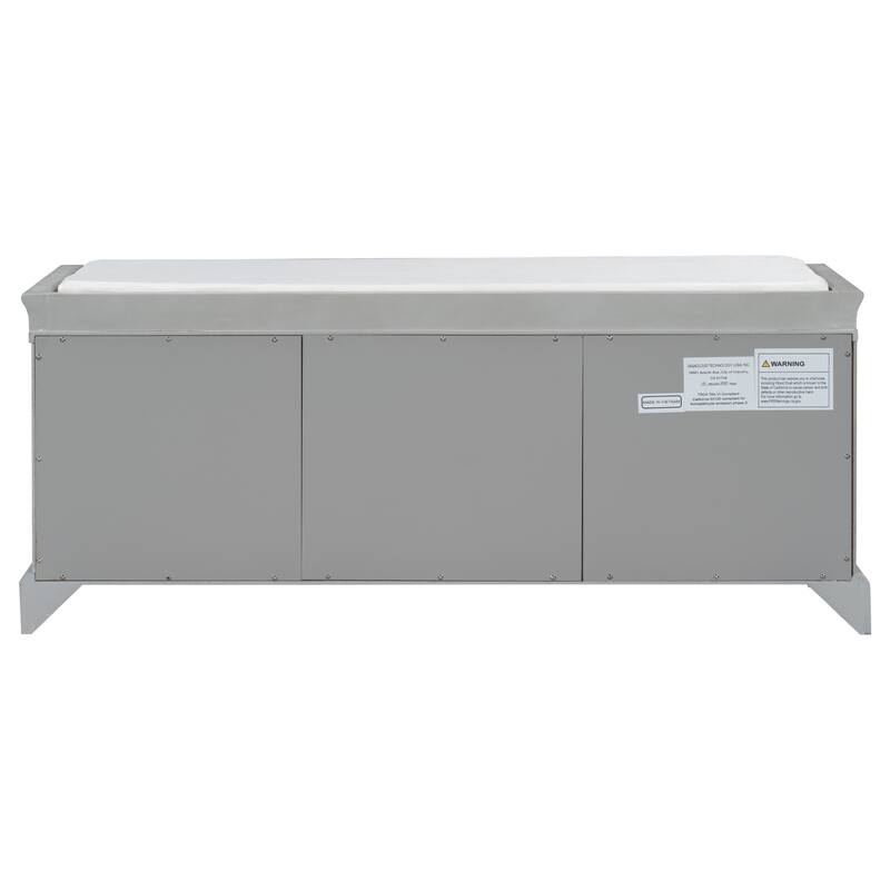 Storage Bench with 2 Drawers and 2 Cabinets, Shoe Bench with Removable Cushion
