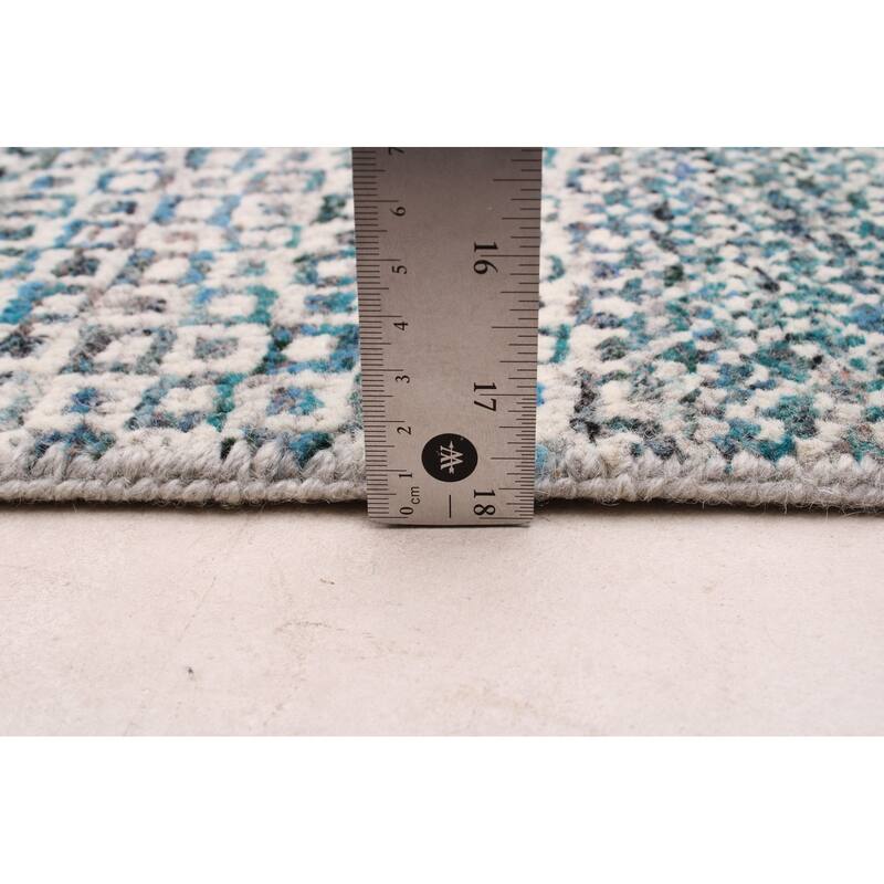 ECARPETGALLERY Hand-knotted Silk Shadow Teal Wool Rug - 5'0 x 7'1