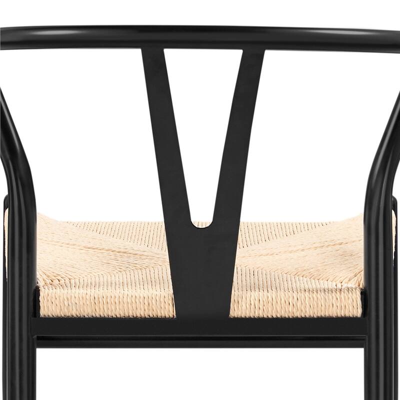 Yaheetech Modern Weave Y-Shaped Dining Chair with Solid Metal Frame