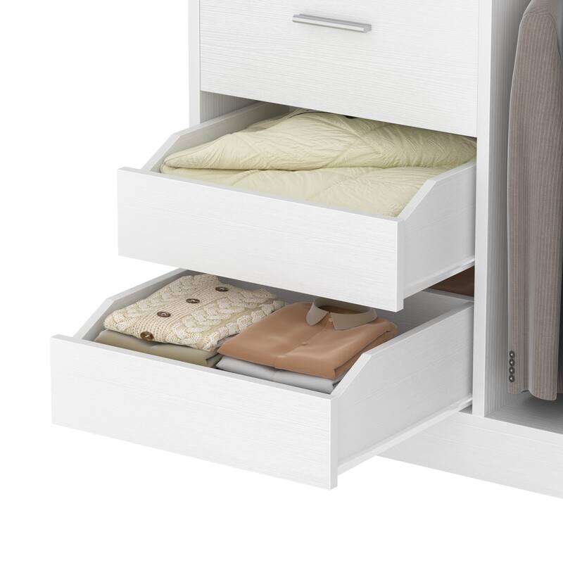 36" Freestanding Closet System With 3 Drawers and 2 Hanging Rods,Multi-Purpose Wardrobe Closet Rack