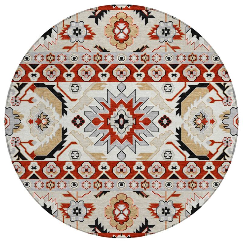 Machine Washable Indoor/ Outdoor Traditional Aspen Chantille Rug