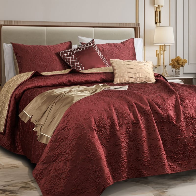 Wonderful Satin Quilt Set Cooling 5-Piece Bedding Set for Summer