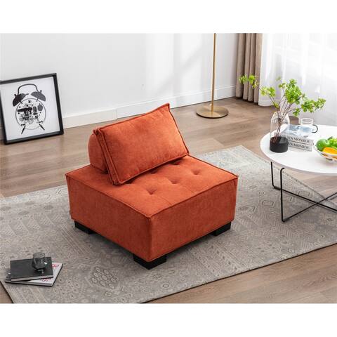 Modern Leisure Barrel Sofa Living Room Ottoman Polyester Fabric Padded Seat Lazy Chair with Rubber Wood Leg and Headrest
