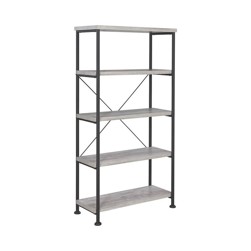 5-Tier Bookcase With Metal Frame in Grey