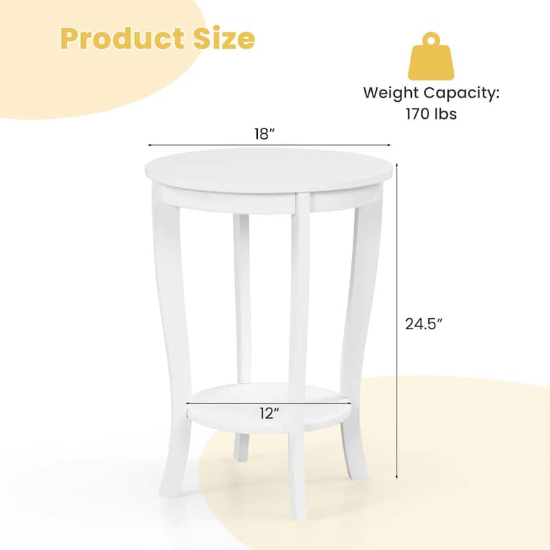 Costway 2-Tier End Table 18'' Round Compact Sofa Side Nightstand with - See Details