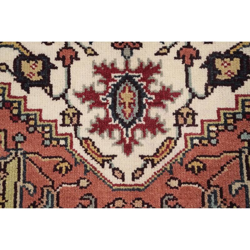 Hand Knotted Oriental 100% Wool Carpet Traditional Medallion Beige & Ivories Heriz (serapi) Area Rug - 6' 1'' X 4' 0''