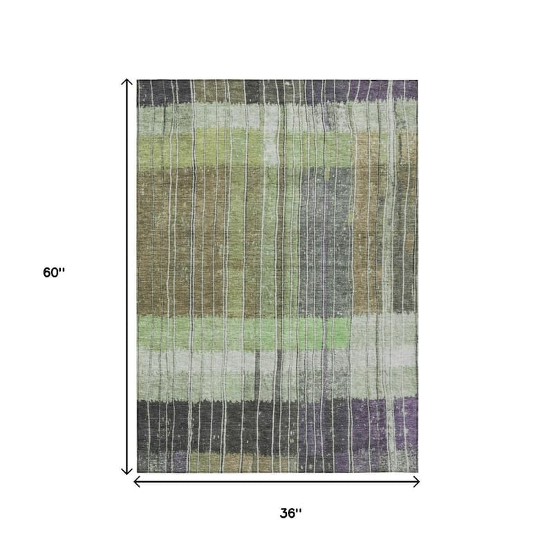 HomeRoots Striped Transitional Rectangle Outdoor Rug