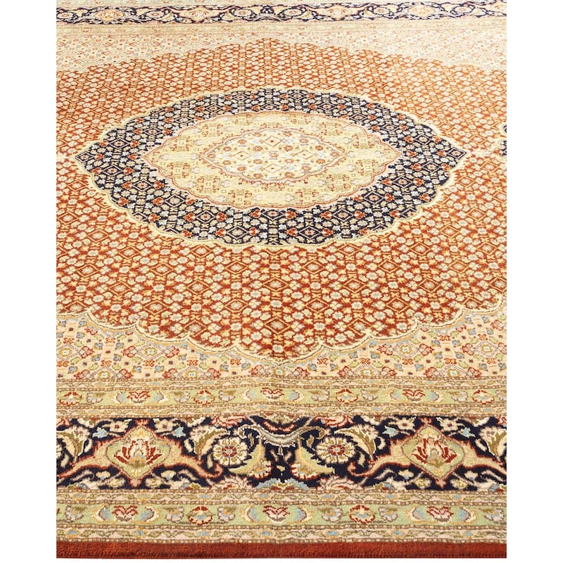 Overton Hand Knotted Wool Traditional Oriental Orange Area Rug - 6' x 9'