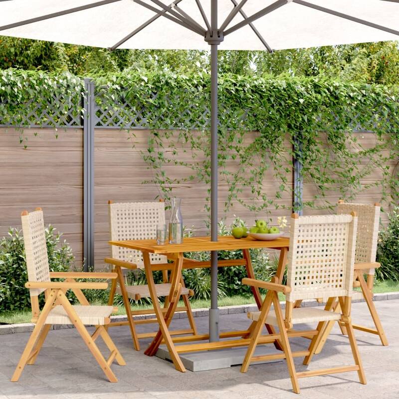 vidaXL Patio Chairs Garden Seating Furniture Solid Wood Acacia and Poly Rattan - 27.6 x 22.4 x 42.9 - Beige - 4 pieces