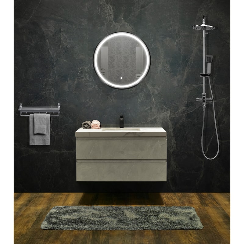 Vanity Art 28" LED Lighted Wall Mounted Mirror - 28" x 28" - Gold