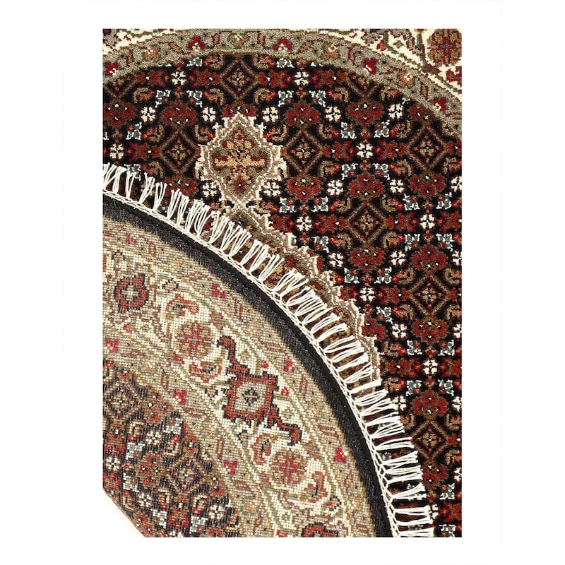 Pasargad Fine Hand Knotted Silk & wool Tabriz round rug - 4' x 4'
