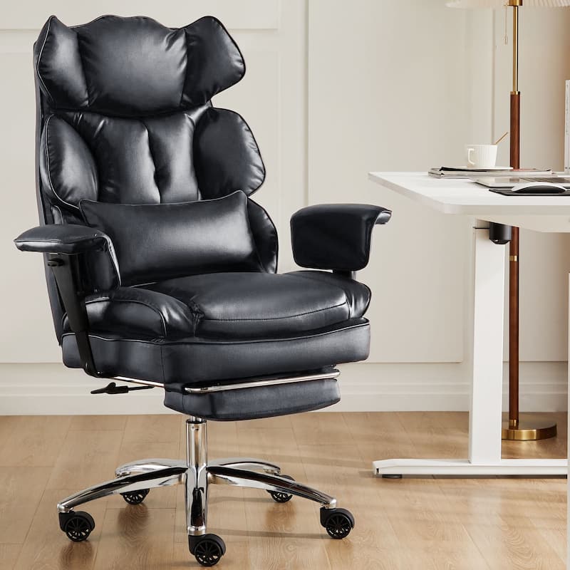Ergonomic PU Leather Office Chair - Black