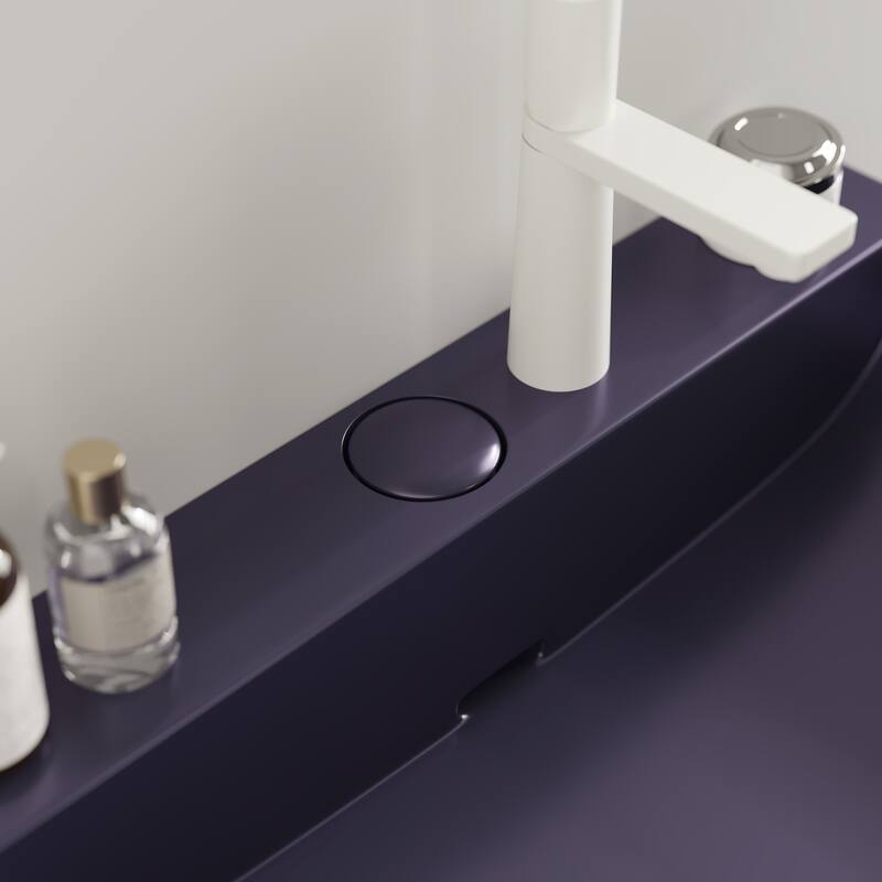 GDFStudio - Lofi Modern 24" Ceramic Basin with Drainer Control Button, Glossy Finish, WITHOUT Cabinet