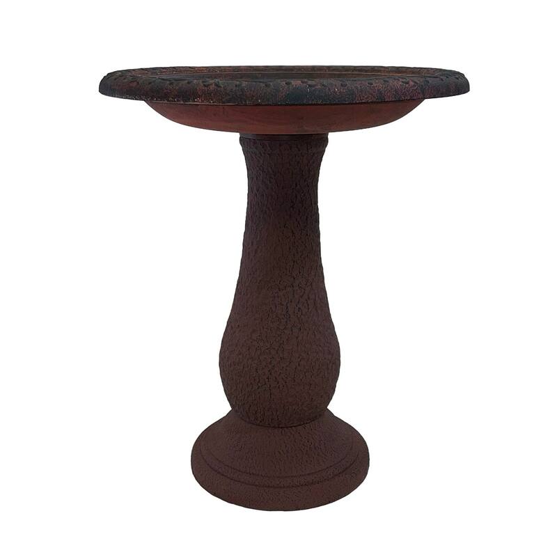 24"H Fiber Clay Birdbaths, 19"D x 24"H, 21"H base, 8lbs.