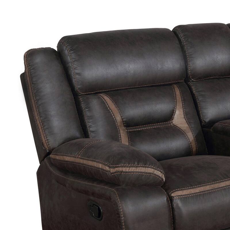 Tye 77 Inch Glider Manual Recliner Loveseat, Cool Dark Brown Faux Leather