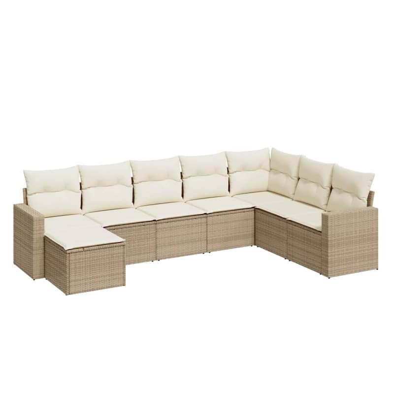 vidaXL Garden Sofa Set Beige, Cream White - 21.7 x 21.7 x 14.6