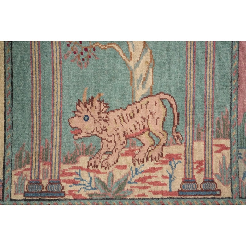 Hand Knotted Oriental 100% Wool Carpet Transitional Geometric Multi-Colored Anatolian Runner Rug - 9' 6'' X 3' 4''