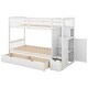 preview thumbnail 6 of 29, Twin Over Full/Twin Bunk Bed with Storage Shelves & Drawers, Wood Bunk Bed Frame with Safety Guardrails, Convertible Bottom Bed