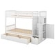 preview thumbnail 5 of 9, Twin over Full/Twin Convertible Bunk Bed with Storage Shelves, Drawers and Staircase, Space-Saving Design with Guardrails, White