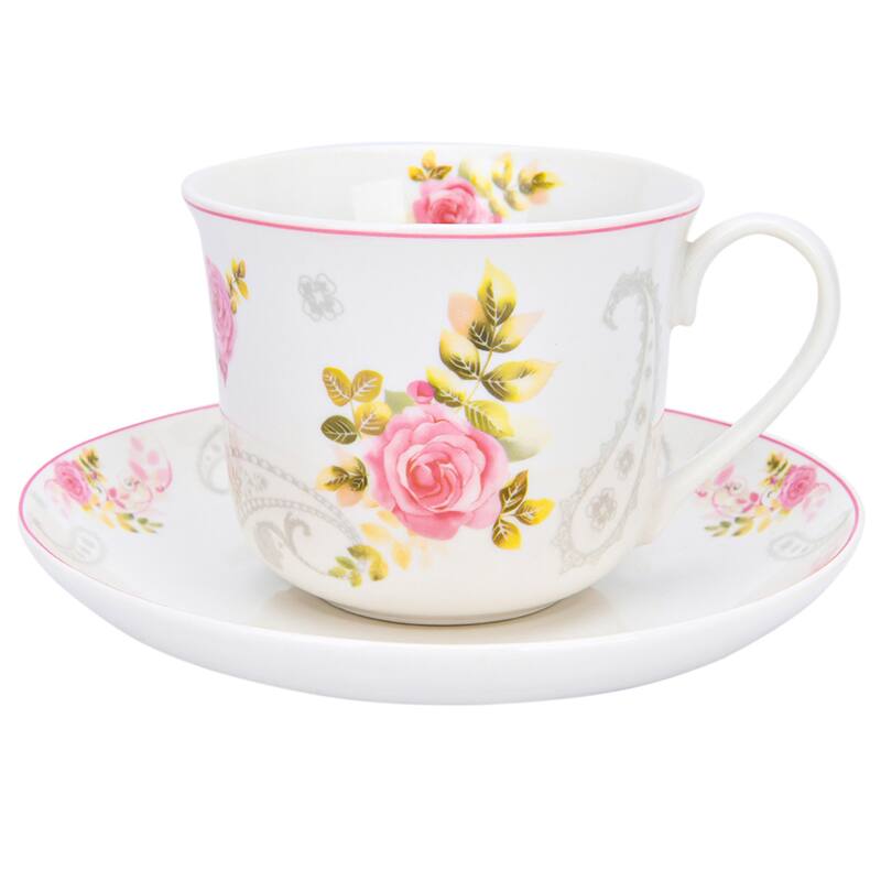 STP Goods 13.5 fl oz Rose Garden Tea Coffee Cup & Saucer - 13.5 fl oz