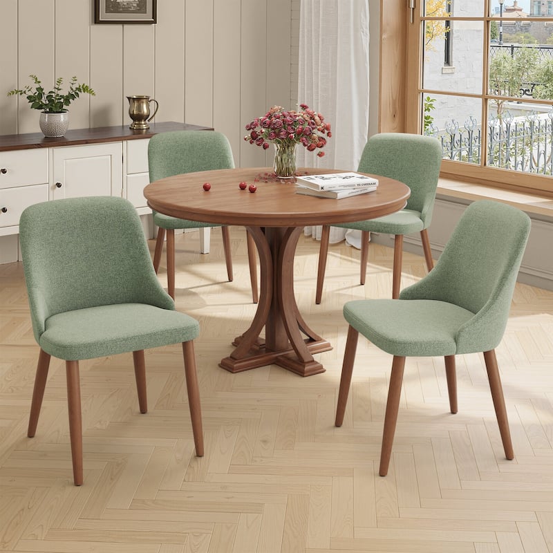 Modern Dining Chair Upholstered Accent Chairs with Solid Wood Legs