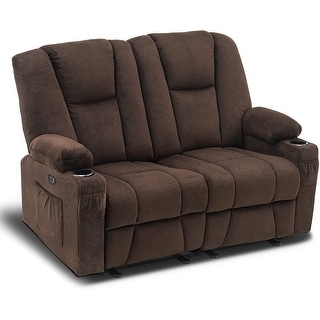 MCombo Electric Power Reclining Sofa with Massage and Lumbar Heat, Fabric 6015/6025/6035/6045