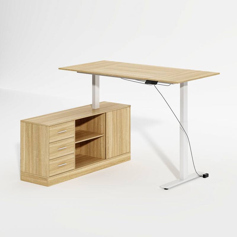 Super-Sized Standing Desk with Electric Lift - 63"x31.5"PC Desktop Electric Height Adjustable Standing Desk
