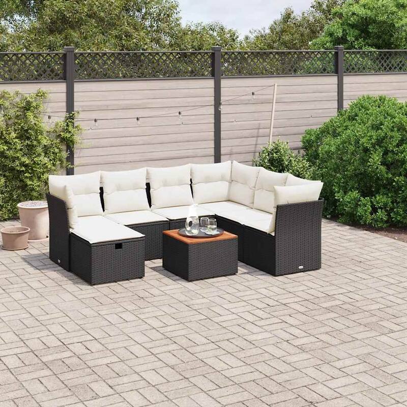 vidaXL Garden Sofa Set Beige/Black/Grey - Black and cream form2