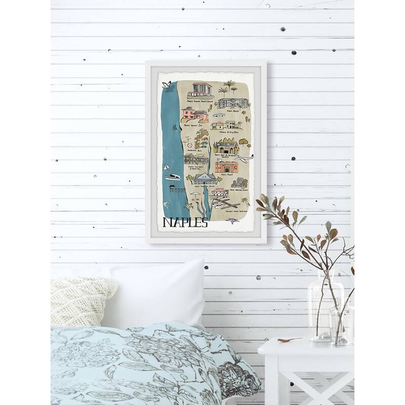 'Illustrated Map of Naples, Florida' Framed Painting Print