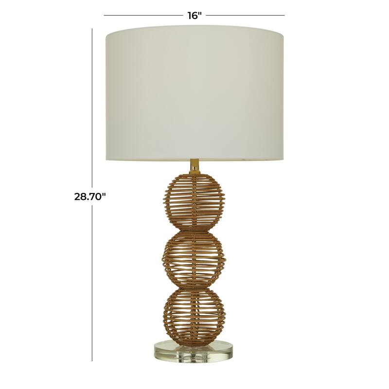 Wicker Wood Handmade Woven Orb Room Table Lamp - Brown - Roche River Decor
