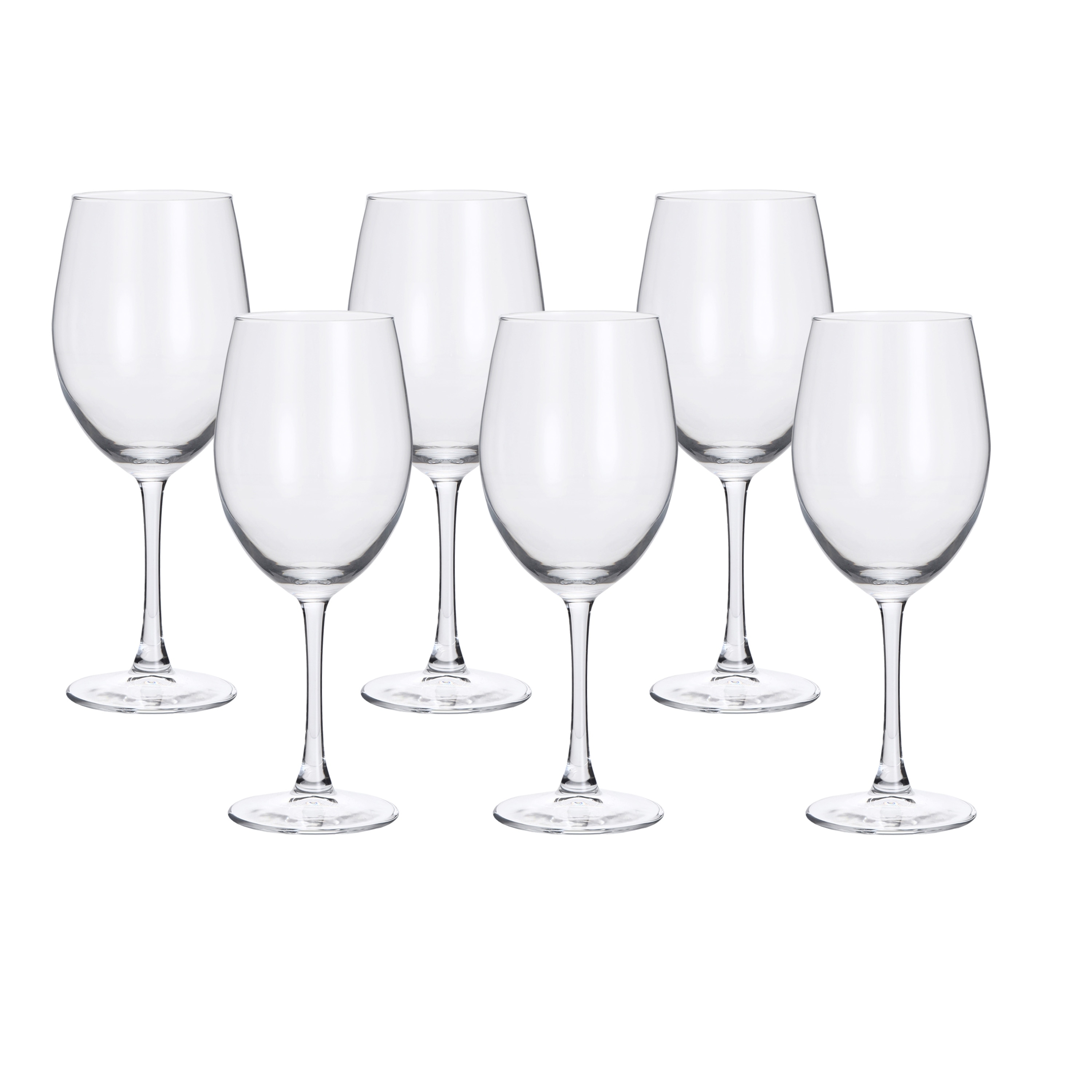 Lorren Home Trends Wine Glasses, Clear Glass, 16 Ounce Capacity, Long Stem Design, Set of 6