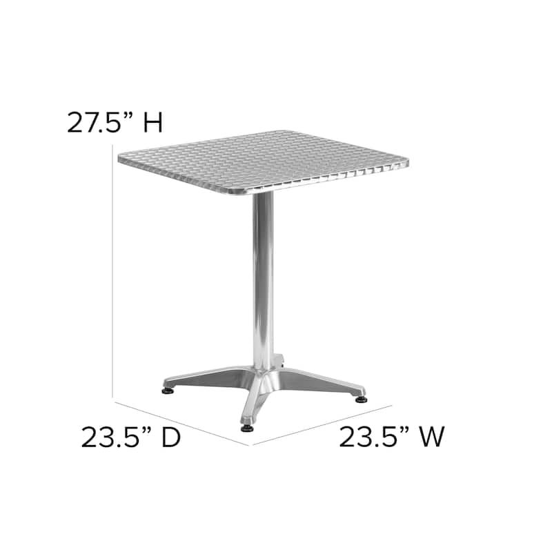 23.5" Square Aluminum Smooth Top Indoor-Outdoor Table with Base