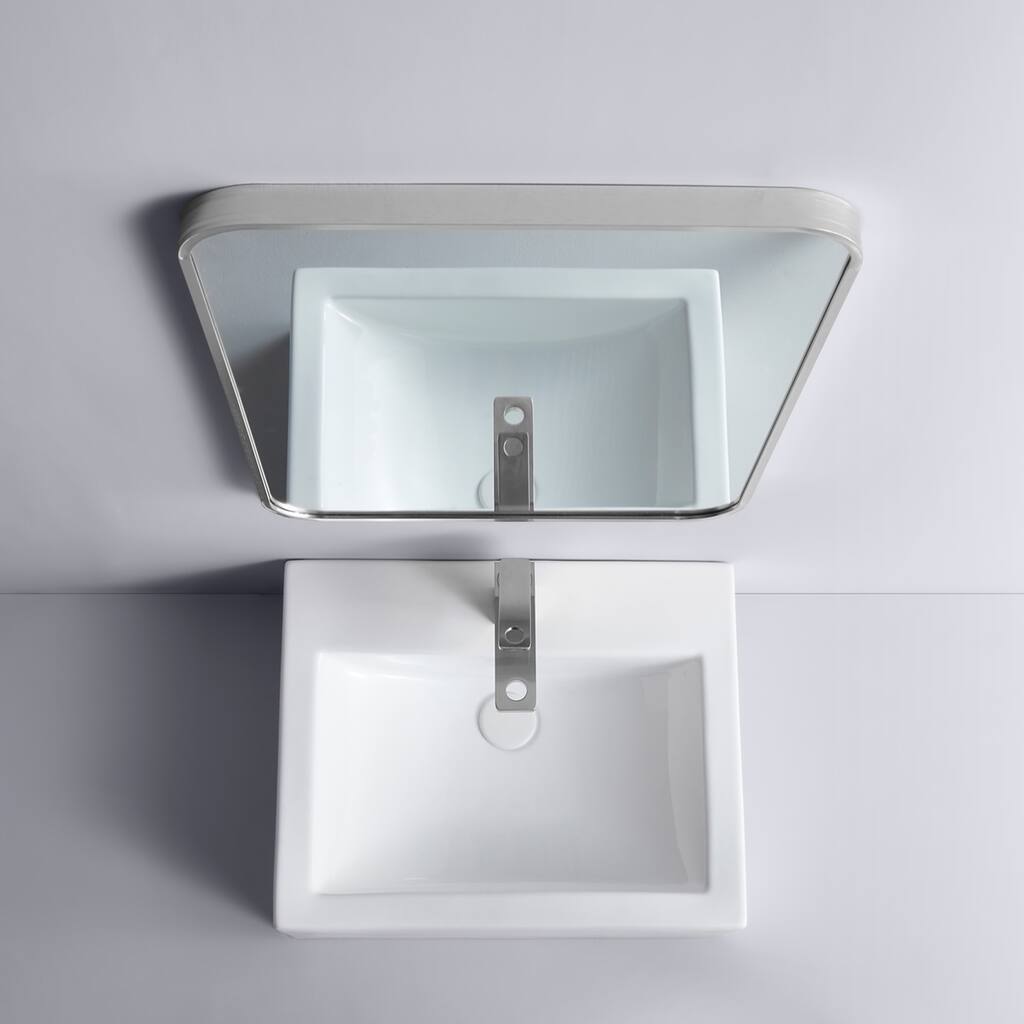 Ceramic Rectangular Wall-mounted White Bathroom Sink Art Basin