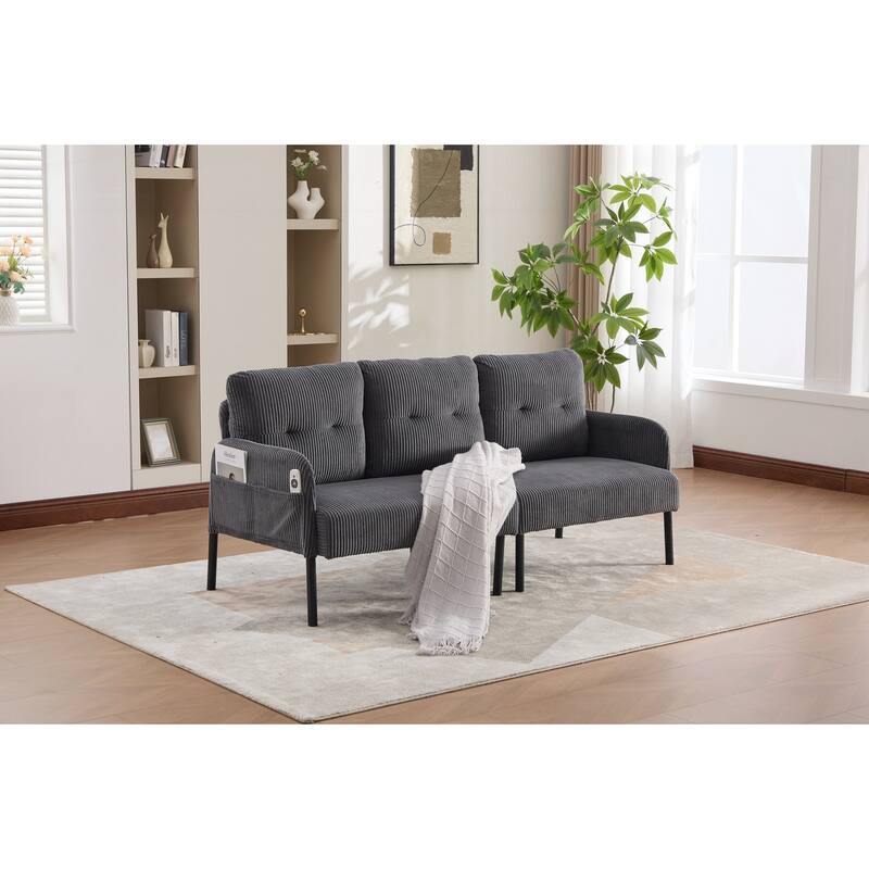 Oversized Loveseat, Modern & Plush Double-seater Sofa, Corduroy Upholstered Couch