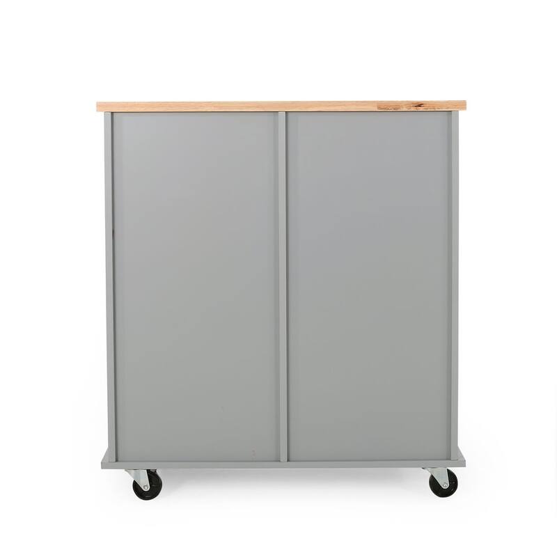 Contemporary Wood Kitchen Cart with Wheels Drawers and Cabinet by Christopher Knight Home