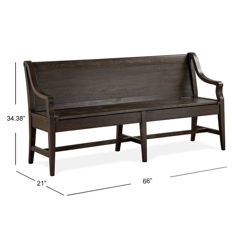 Magnussen Home Westley Falls Graphite Bench - 66''W x 21''D x 34.38''H