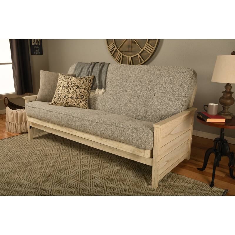 Somette Lexington Full-size Futon Set in Weathered White Finish with Mattress - Canton Gray