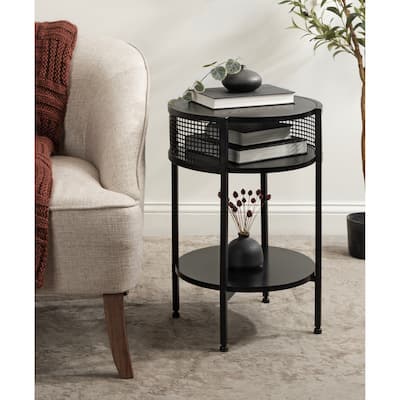 Kate and Laurel Urso Round Side Table Wood and Metal - 16x15x25
