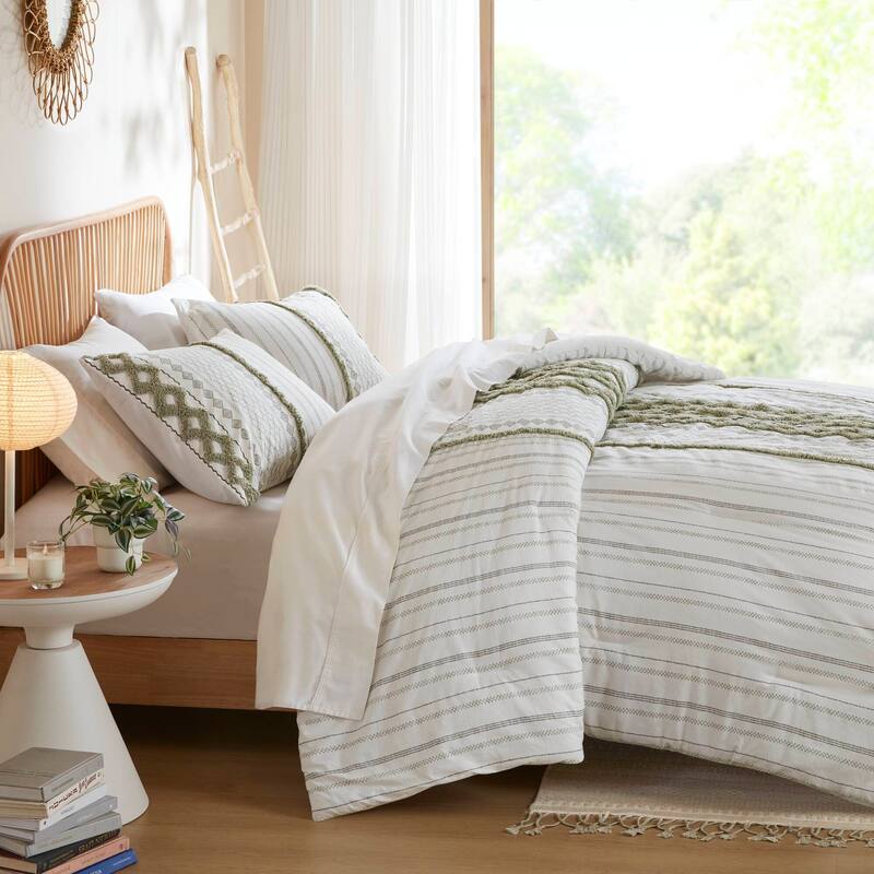 GDF Studio - Aruda Global Cotton Chenille Comforter Set with Tufted Detailing