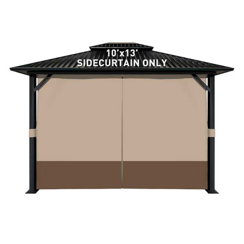 Aoodor Gazebo Curtain Replacement - Universal 4-Panel Sidewalls 10' x 13', Curtain Only - 10'x13' - Sand Yellow and Brown