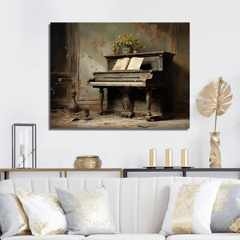 Designart "Vintage Piano Pianos Past II" Piano Wall Art
