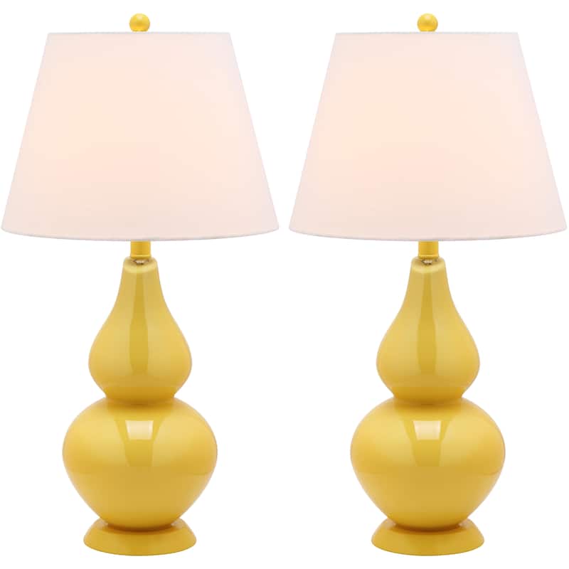 SAFAVIEH Lighting Demetria 27-inch Double Gourd White Table Lamp (Set of 2) - 14"x14"x26" - 14Wx14Dx26H