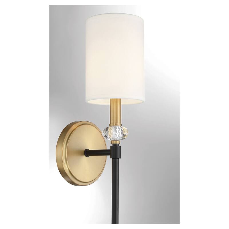Tivoli 1-Light Wall Sconce in Matte Black with Warm Brass Accents
