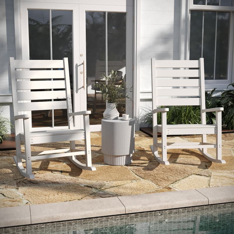Set of 2 Classic Outdoor All-Weather Rocking Chairs - White