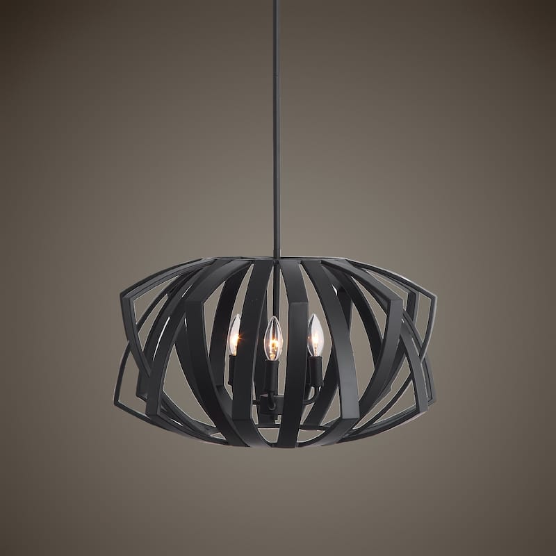 3-Light Geometric Ceiling Pendant - 22" - Black