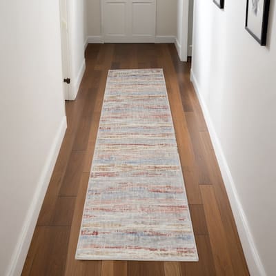 Fozid Power Loomed Abstract Modern Non Skid Stain Resistant Area Rug By HomeRoots - 90' X '27' X '0.25