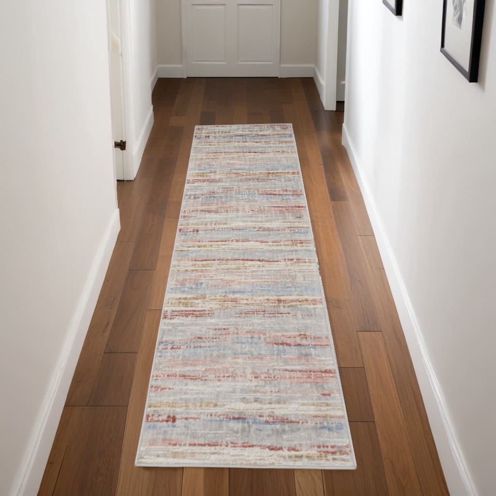 Fozid Power Loomed Abstract Modern Non Skid Stain Resistant Area Rug By HomeRoots - 90' X '27' X '0.25