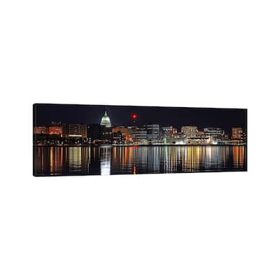 iCanvas "Madison Panoramic Skyline Cityscape (Night)" by Unknown Artist Canvas Print